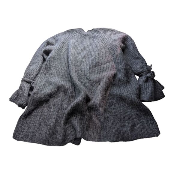 Naadam Black Mohair Wool Bow Sleeve Flowy Drapey Cardigan Sweater L - Picture 3 of 15